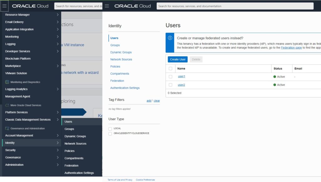 Oracle Cloud Users